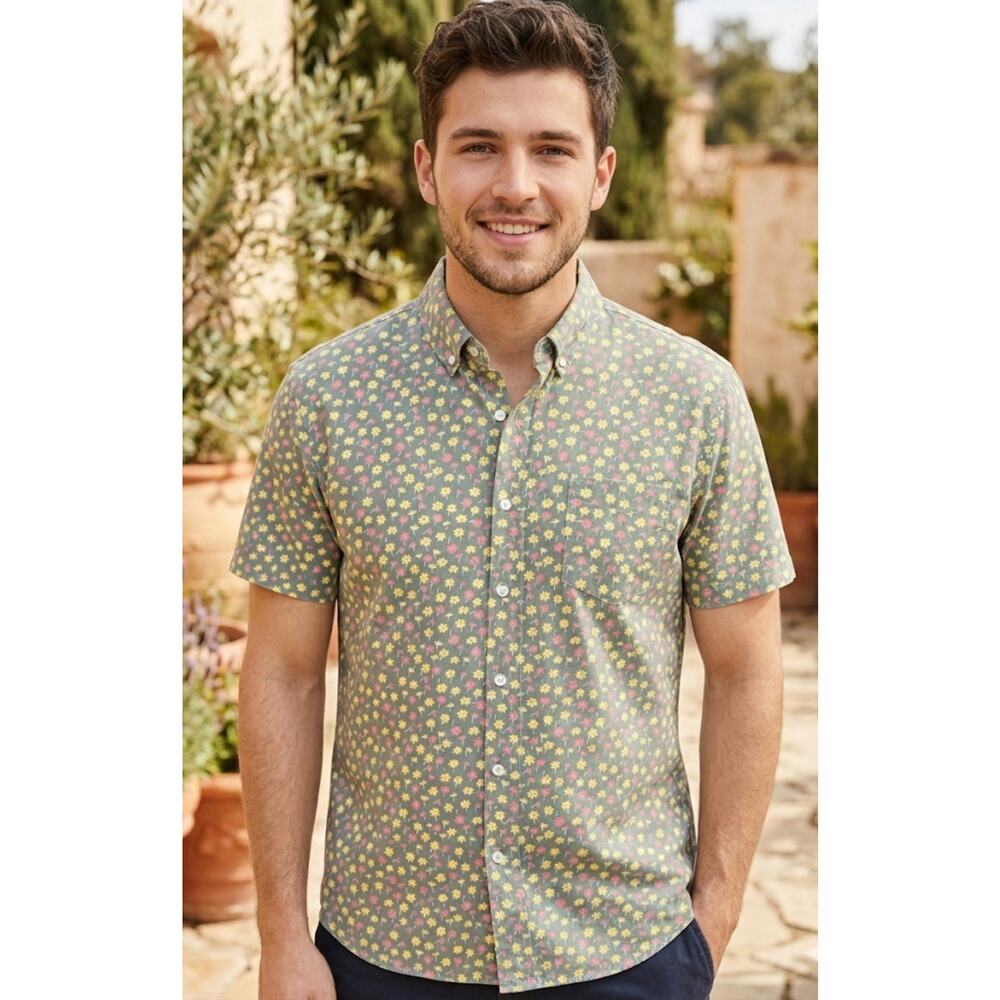 Bonobos Polo Shirt Standard Fit Floral Cotton Soft Tee Green